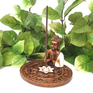 Candle Tealight Incense Holders: ROUND INCENSE HOLDER BUDDHA