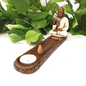 Candle Tealight Incense Holders: Long Incense & Candle Holder Buddha