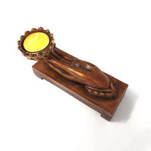 Candle Tealight Incense Holders: Hand Tealight Holder Antique Gold