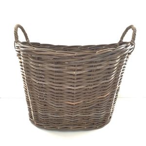 Cane Rattan: Deep Oval Cane Washing Basket Grey