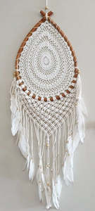 Dream Catchers: Tear Drop Macrame Rattan Dream Catcher Wall Hanging