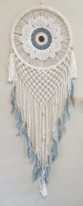Dream Catchers: Lotus Crochet Dream Catcher Grey Feathers
