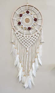 Pom Pom Crochet Dream Catcher Mustard
