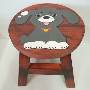 Furniture: Kids Wooden Stool Puppy