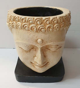 Pot Plant Hangers Holders: Buddha Face Planter- Cream