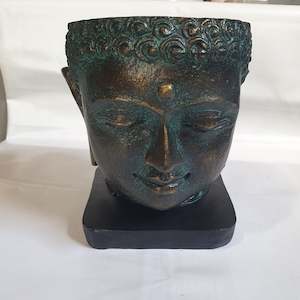 Pot Plant Hangers Holders: Buddha Face Planter- Green