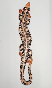 Wall Art Affirmations Hangings: Wooden Carved Gecko Brown Dots