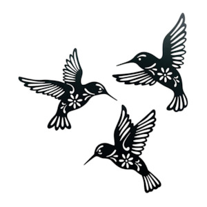 3 Humming Birds Metal Wall Art