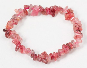 Crystals And Votex Wind Spinners: Crystal Chip Bracelet Strawberry Quartz