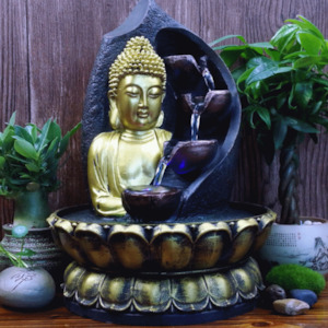 4 Tier Gold Buddha Water Feature