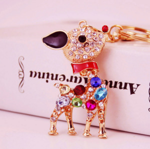 Keyrings: Diamante Key Ring Rein Deer 14x5.5x1cm