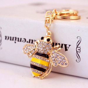 Keyrings: Diamante Key Ring-Buzzy Bee 14x5.5x1cm