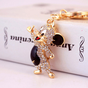 Keyrings: Diamante Key Ring-Mickey Mouse 12x5.5x1cm