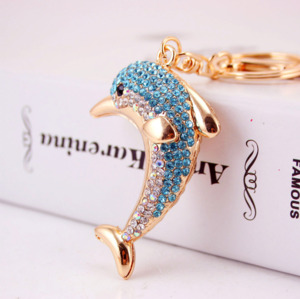 Keyrings: Diamante Key Ring Dolphin 10x4.5x1cm