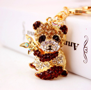 Keyrings: Diamante Key Ring Panda 10x4.5x1cm