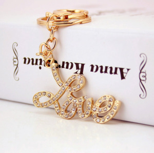 Keyrings: Diamante Key Ring Love 10x4.5x1cm