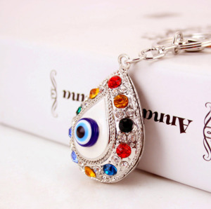 Keyrings: Diamante Key Ring Evil Eye 10x4.5x1cm