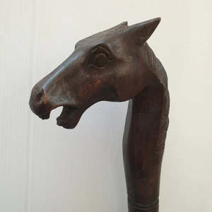 Walking Sticks: Carved Walking Stick Horses Head  90cm