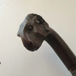 Walking Sticks: Carved Walking Stick Goat  90cm