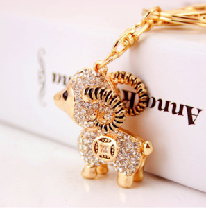 Keyrings: Diamante Key Ring-Sheep