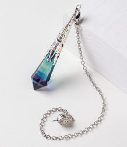 Hanging Crystal Pendulum Silver & Flourite