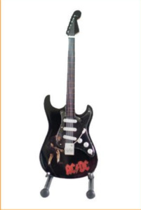 Minature Guitar on Stand AC/DC