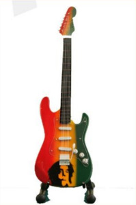 Minature Guitar on Stand Bob Marley