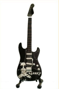 All: Minature Guitar on Stand Ozzie Osbourne