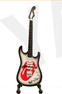 Minature Guitar on Stand Rolling Stones