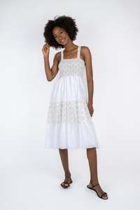 Handmade Cotton Dress Daniela Beige - Marilu