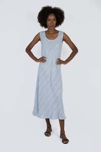 Handmade Linen Dress Agnese Blue - Marilu