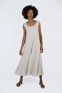 Dresses Collection In Italy: Handmade Linen Dress Agnese Beige - Marilu
