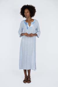Handmade Linen Dress Lavinia Blue - Marilu