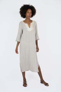 Handmade Linen Dress Lavinia Beige - Marilu