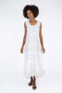 Dresses Collection In Italy: Handmade Cotton Dress Diana White - Marilu