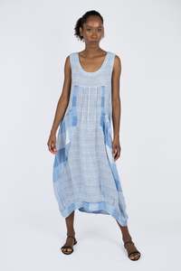 Handmade Linen Dress Cristina Blue - Marilu