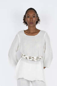 Woman Tops Tunics In Italy: Handmade Linen Tunic Carlotta  White - Marilu