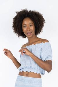 Woman Tops Tunics In Italy: Handmade Linen Top Consuelo Blue - Marilu