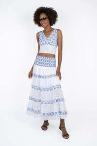 Handmade Cotton Top Rachele Blue - Marilu