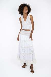 Woman Tops Tunics In Italy: Handmade Cotton Top Rachele Beige - Marilu