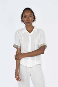 Woman Tops Tunics In Italy: Handmade Linen Shirt Grazia White - Marilu
