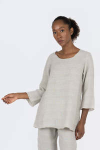Handmade Linen Tunic Carlotta Beige - Marilu