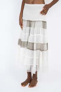 Bottoms Collection In Italy: Handmade Linen Skirt Chloe White - Marilu