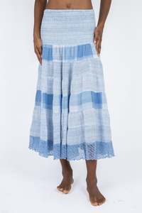 Handmade Linen Skirt Chloe Blue - Marilu