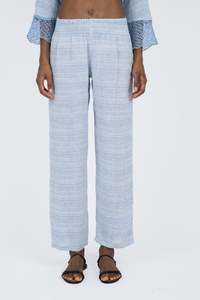 Handmade Linen Trousers Agata Blu - Marilu