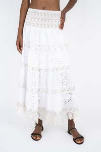 Handmade Cotton Skirt Gloria Beige - Marilu