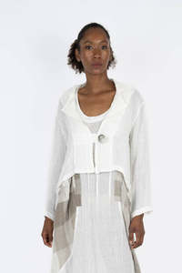 Shirt And Jacket Collection In Italy: Handmade Linen Jacket Barbara White - Marilu