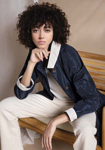 Shirt And Jacket Collection In Italy: Made in Italy Rain Jacket Navy - Caterina D.
