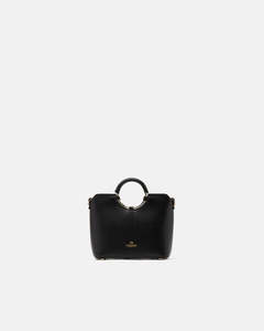 Genuine Leather Small Tote Oblo Black - Cuoieria Fiorentina