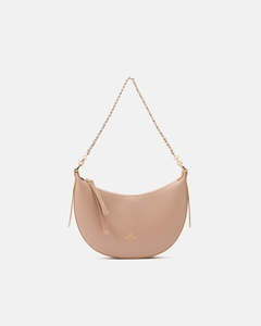 Genuine Leather Small Hobo Bag Eva Nude - Cuoieria Fiorentina